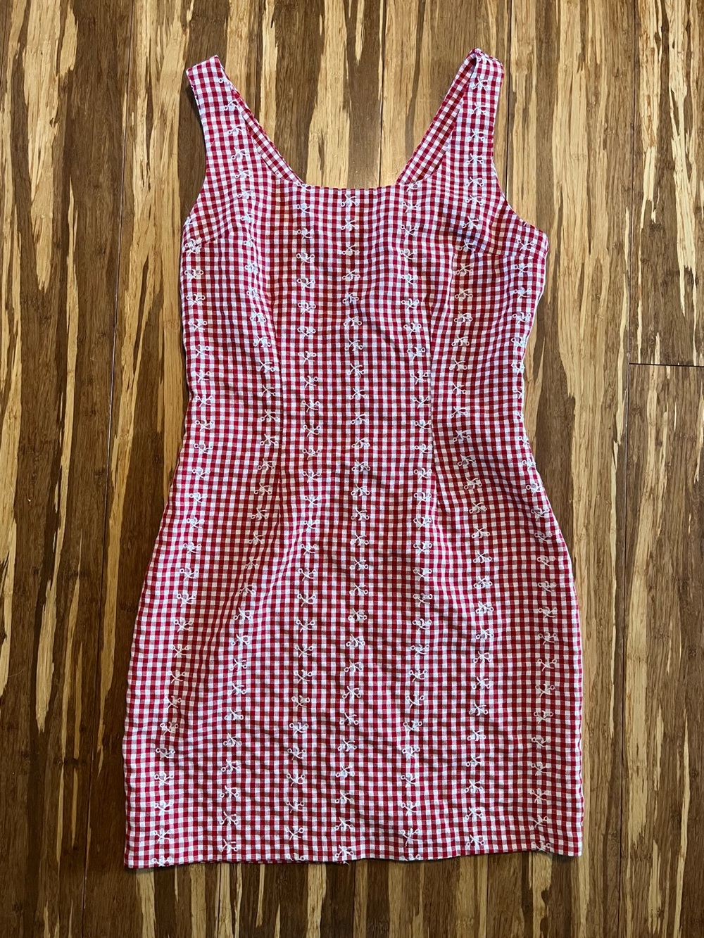 Vintage White and Red Gingham My Michelle Dress with Eyelets